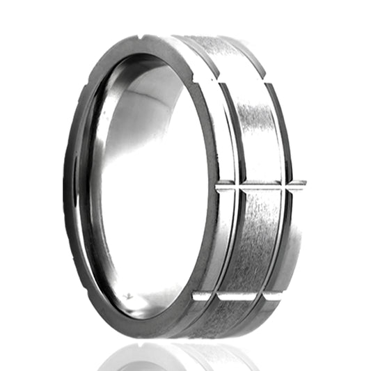 Tungsten Comfort Fit Polished Milled Pattern Ring