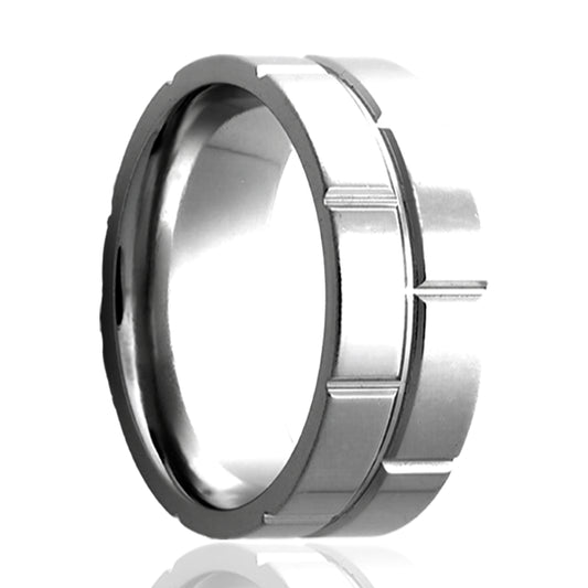Tungsten Comfort Fit Polished Milled Pattern Ring