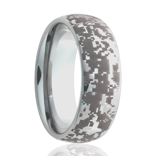 Titanium Dome Comfort Fit Polished Ring - Digital Camo