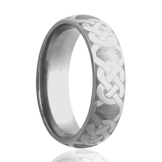 Titanium Dome Comfort Fit Polished Ring with Celtic Cross