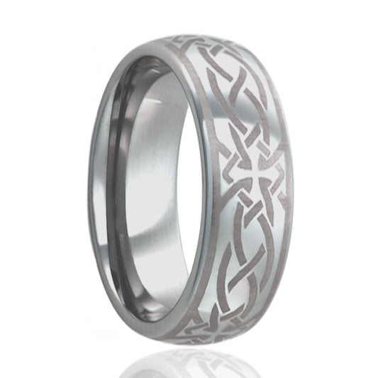 Titanium Dome Comfort Fit Polished Celtic Cross