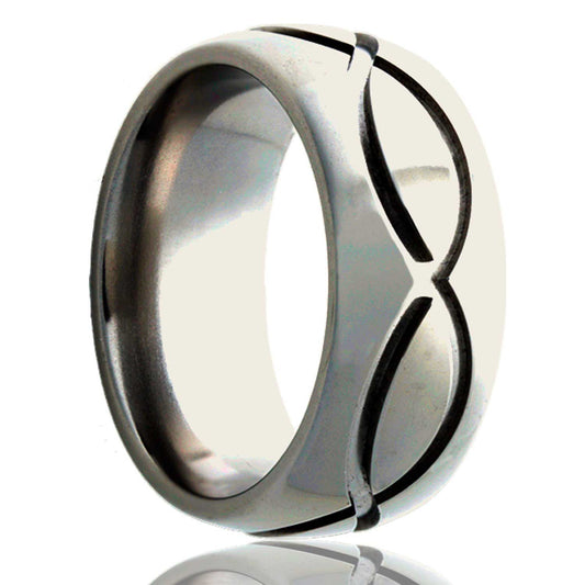 Tungsten Dome Polished Milled Pattern Ring - 2-3 Week Delivery