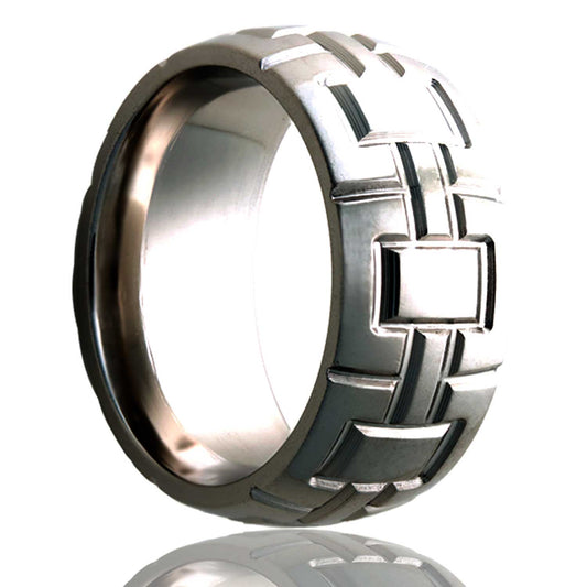 Tungsten Dome Polished Milled Pattern Ring - 2-3 Week Delivery