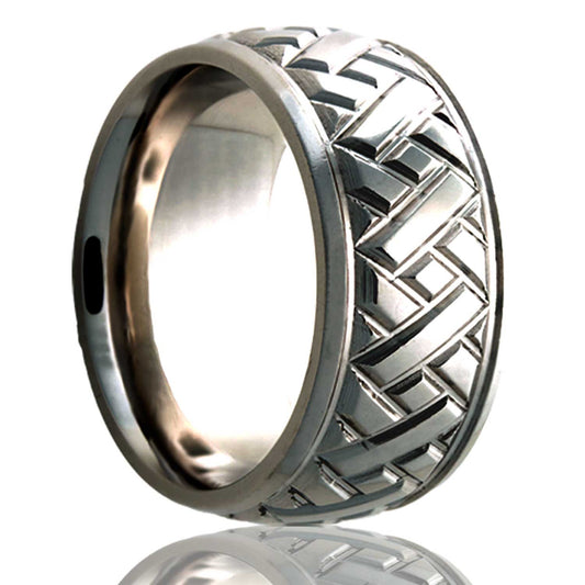 Tungsten Dome Polished Milled Pattern Ring - 2-3 Week Delivery