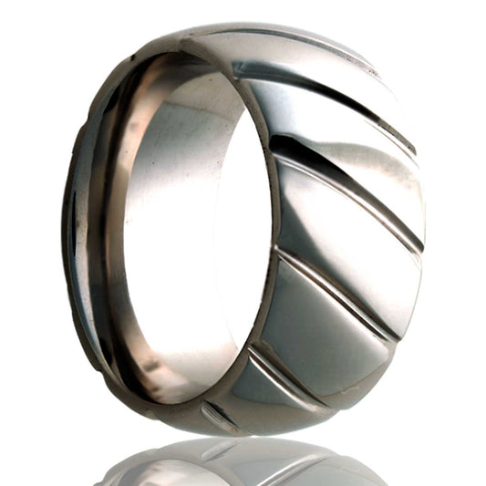 Tungsten Dome Polished Milled Pattern Ring - 2-3 Week Delivery