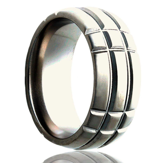 Tungsten Dome Polished Milled Pattern Ring - 2-3 Week Delivery