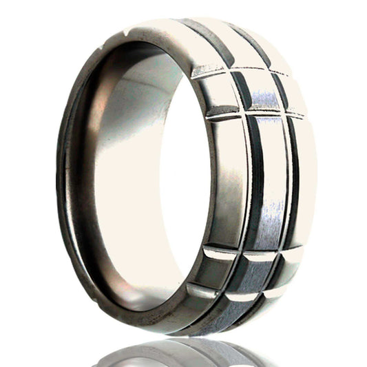 Tungsten Dome Polished Milled Pattern Ring - 2-3 Week Delivery