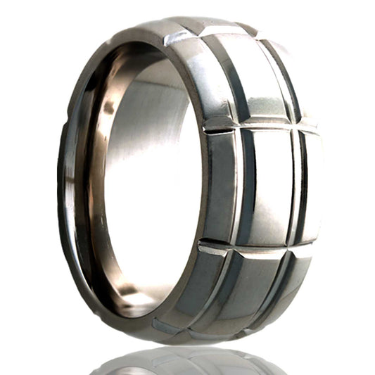 Tungsten Dome Polished Milled Pattern Ring - 2-3 Week Delivery