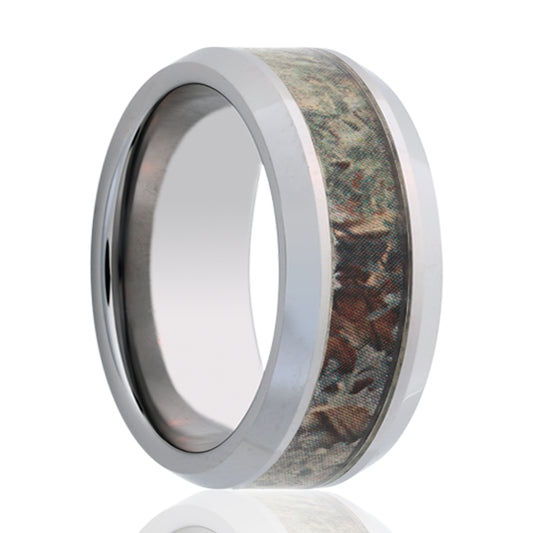 Titanium Comfort Fit Polished Camo Inlay Ring