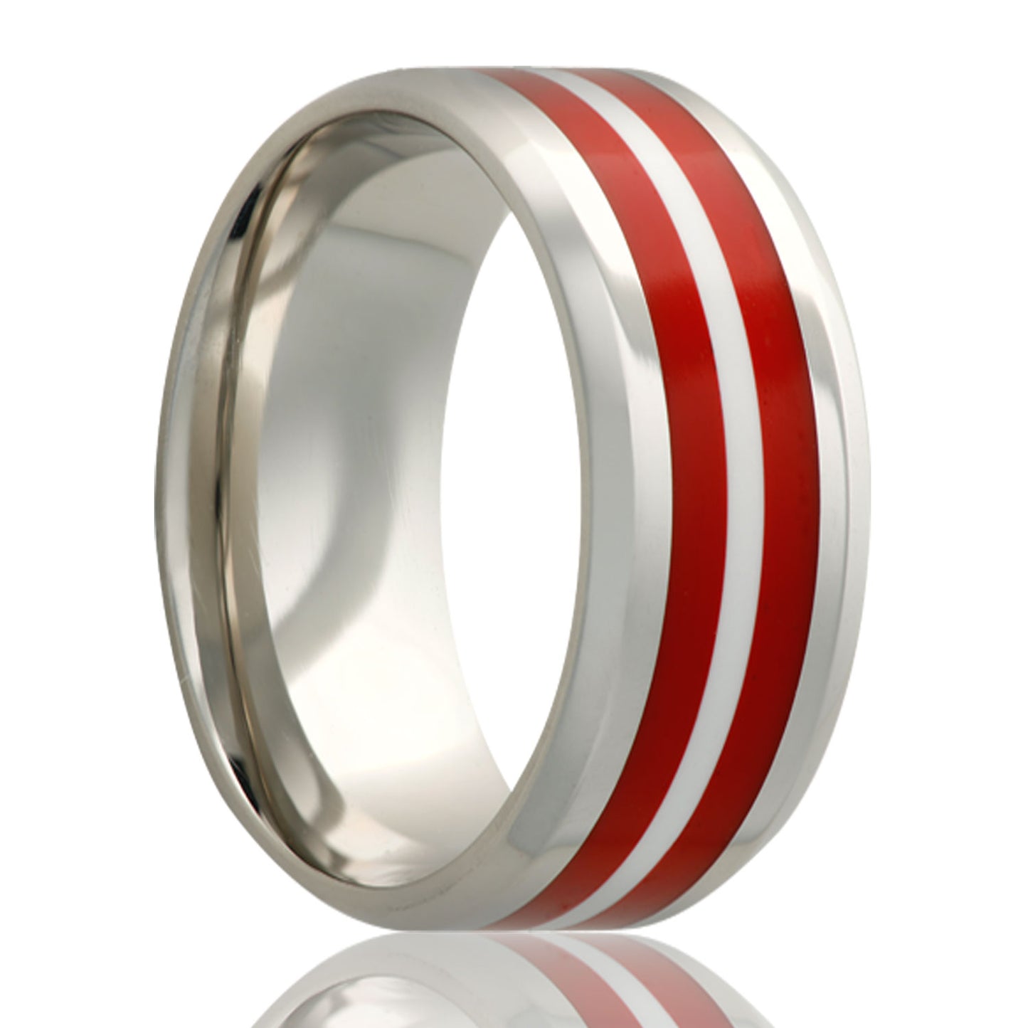 Titanium Firefighter Ring - Beveled Edge, Polished Finish