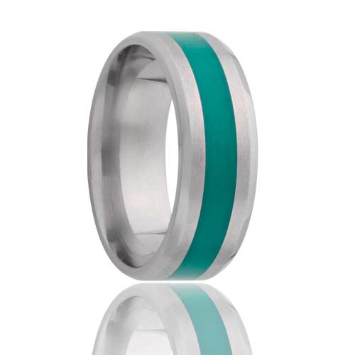 Titanium Comfort Fit Ring with Green Epoxy