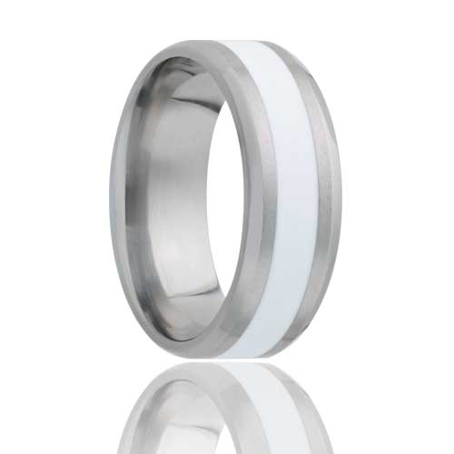 Titanium Comfort Fit Ring with White Epoxy