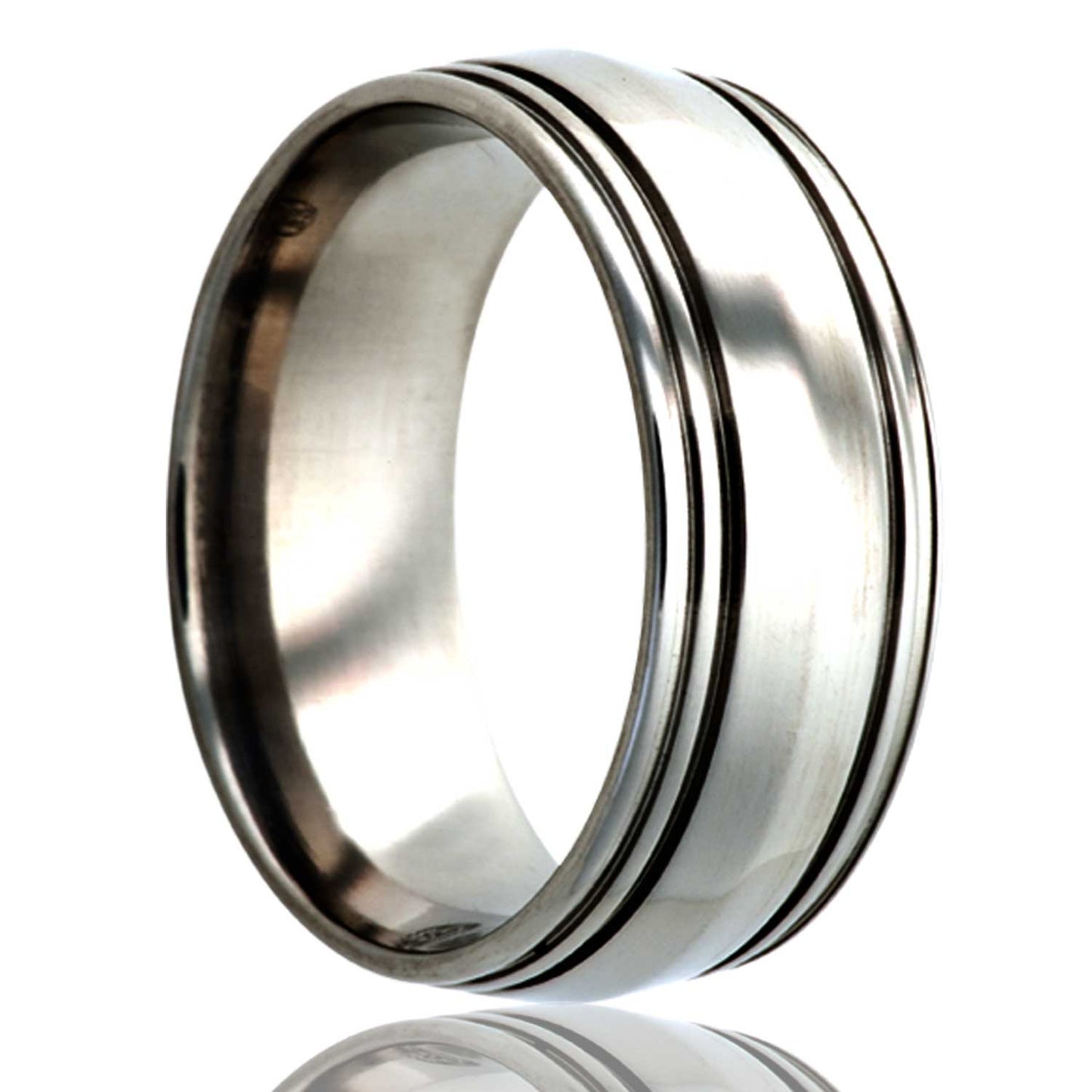Titanium Knife Edge Polished Ring with Grooves
