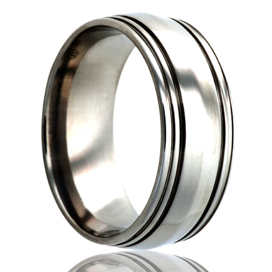 Titanium Knife Edge Polished Ring with Grooves