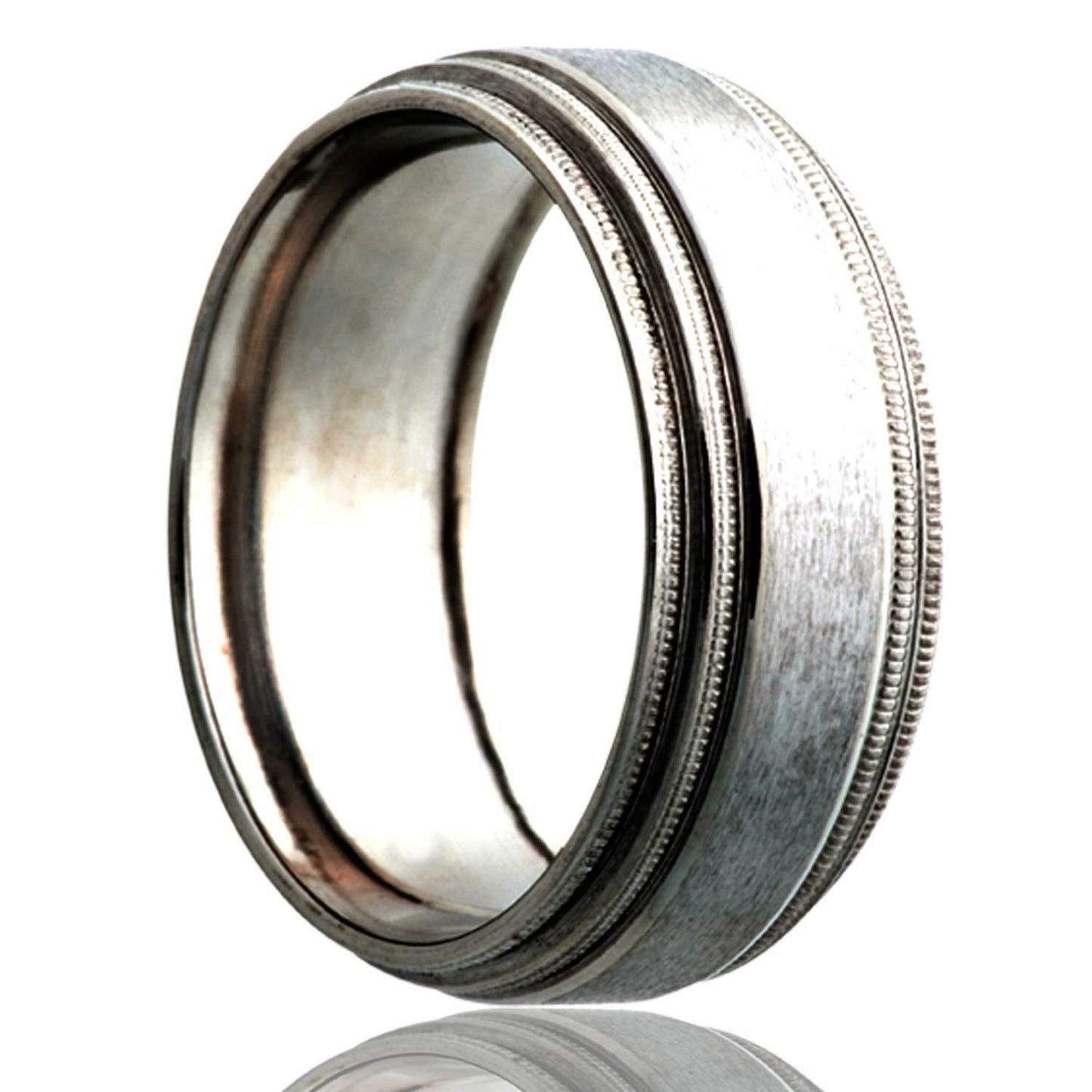 Cobalt Comfort Fit Satin Millgrain Ring