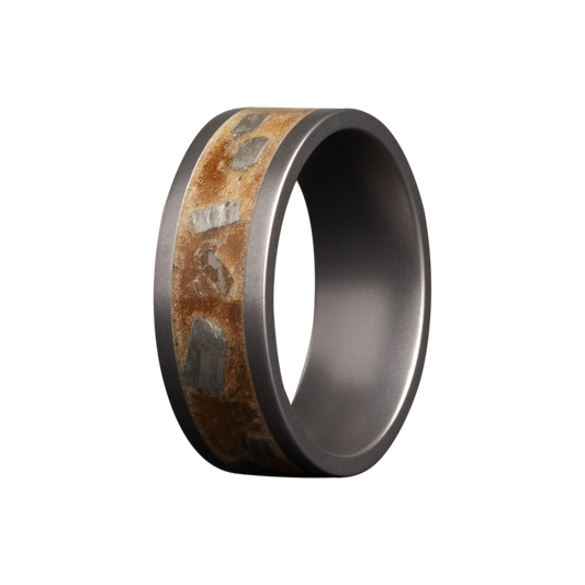 Tantalum Comfort Fit Matte Ring with Red Sand