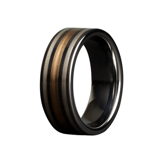 Tungsten Gold Silver Flat Comfort Polished Ring
