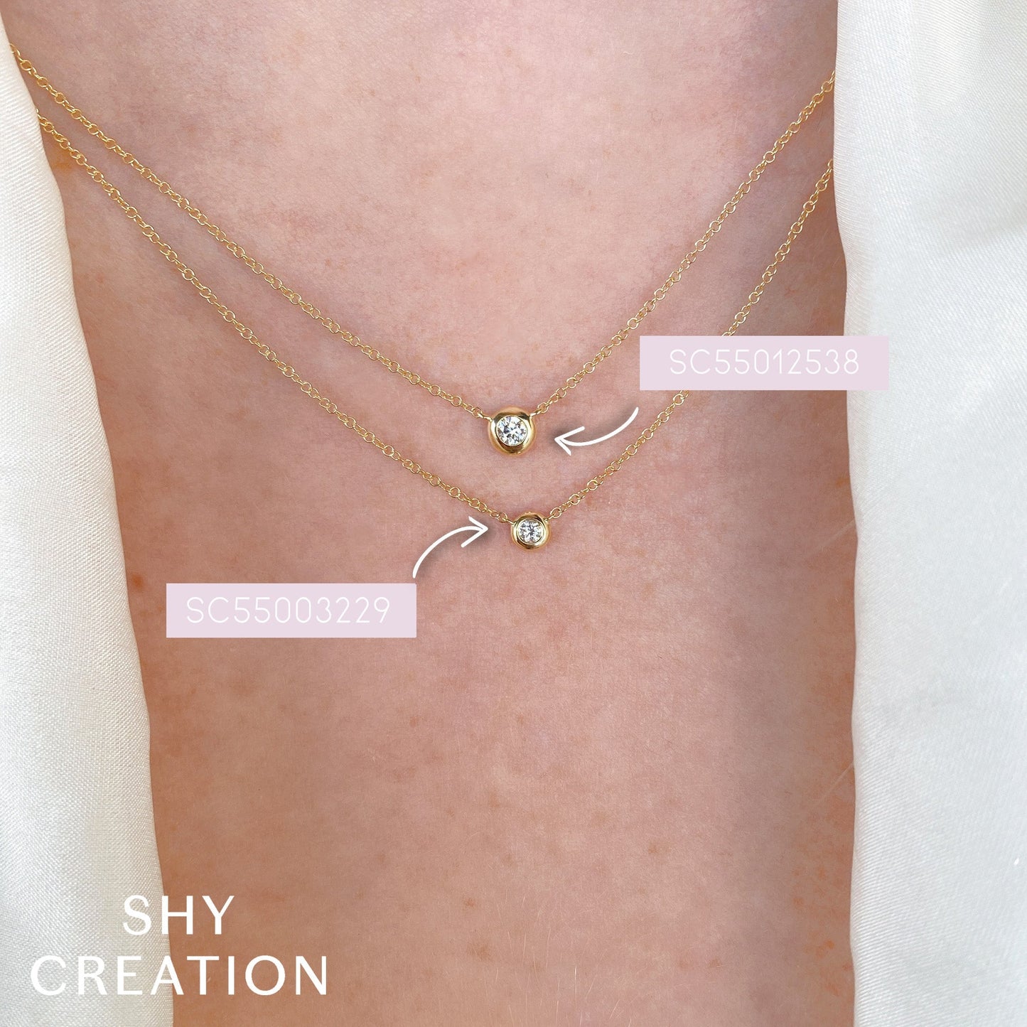 0.05CT 14K R/G DIAMOND BEZEL NECKLACE