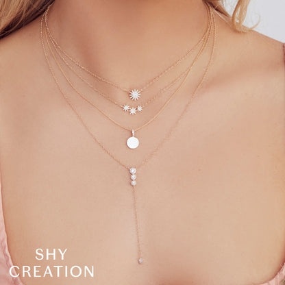 0.15CT 14K W/G DIAMOND STARBURST NECKLACE