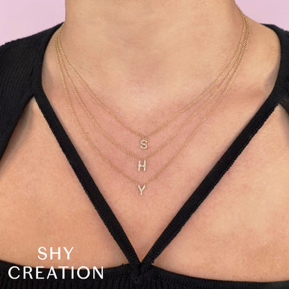 0.03CT 14K W/G DIAMOND NECKLACE - INITIAL I