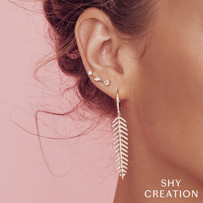 0.60CT 14K Y/G DIAMOND FEATHER EARRING