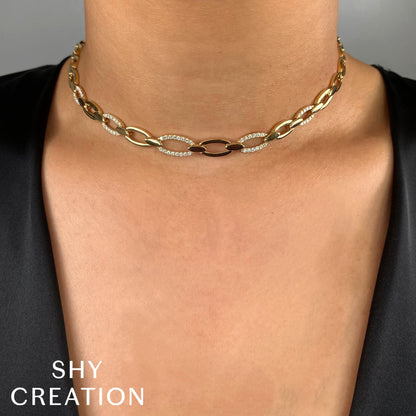 0.74CT DIAMOND LINK NECKLACE