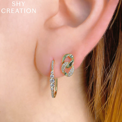 0.29CT DIAMOND OVAL HOOP EARRING