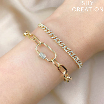0.36CT 14K Y/G DIAMOND LINK BOLO BRACELET