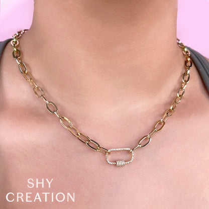 0.23CT 14K Y/G DIAMOND PAPER CLIP LINK NECKLACE