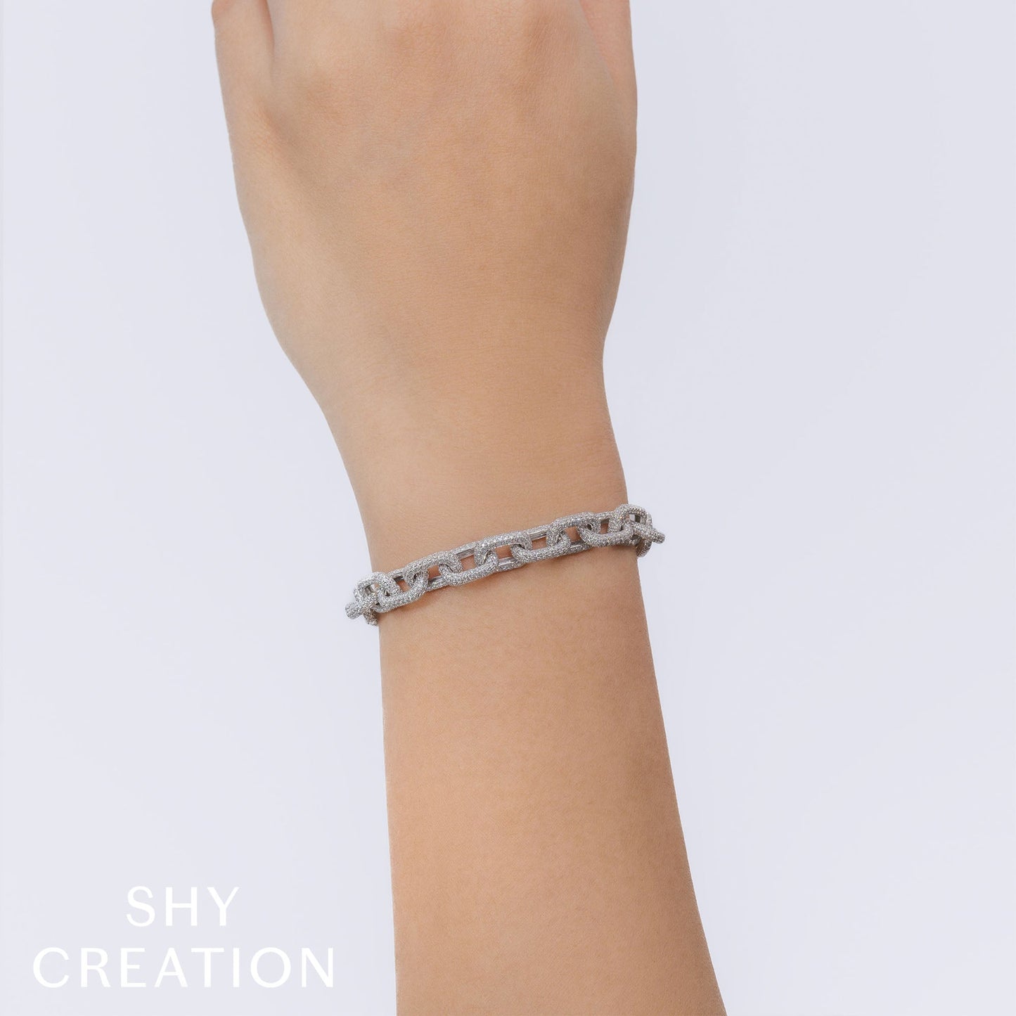 7.52CT 14K W/G DIAMOND PAVE PAPER CLIP LINK BRACELET