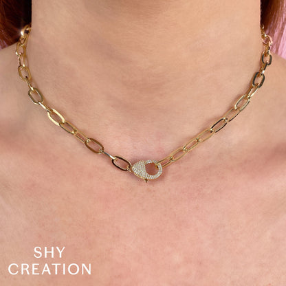 0.42CT 14K Y/G DIAMOND PAPER CLIP LINK NECKLACE