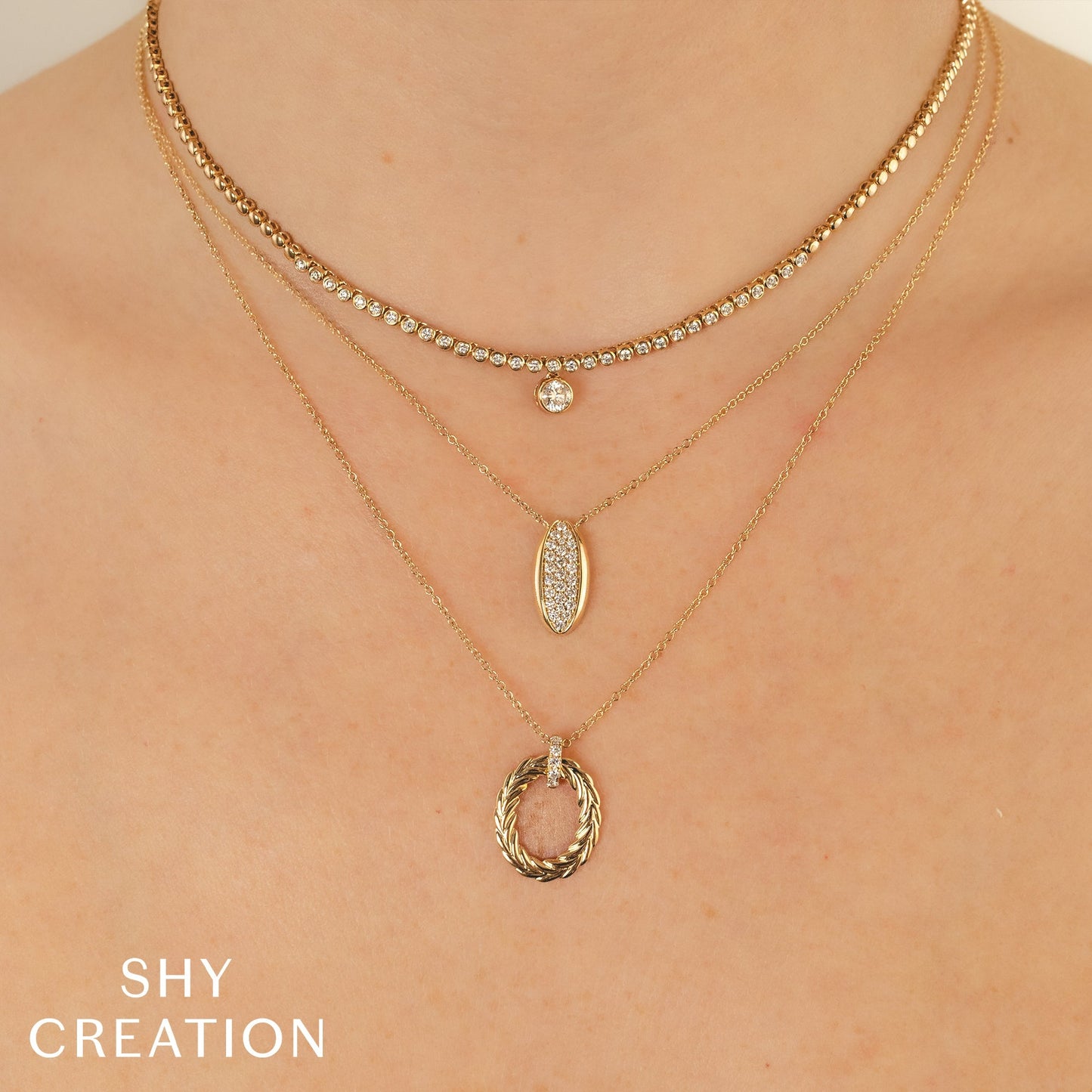 0.69CT 14K Y/G DIAMOND BEZEL NECKLACE