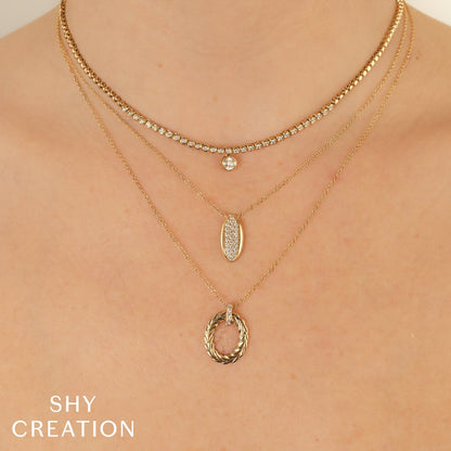 0.69CT 14K Y/G DIAMOND BEZEL NECKLACE