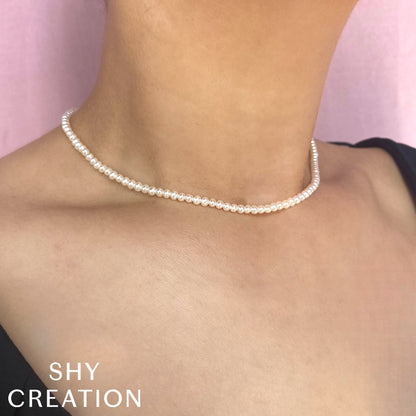 14K Y/G CULTURED PEARL TENNIS NECKLACE