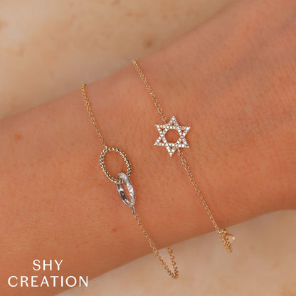 0.11CT 14K Y/G DIAMOND STAR OF DAVID BRACELET