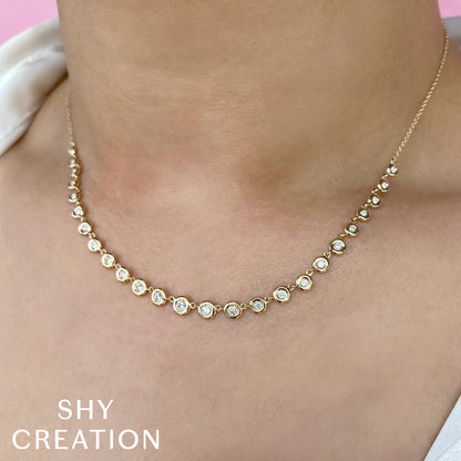 0.60CT 14K Y/G DIAMOND BEZEL NECKLACE