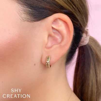 0.05CT DIAMOND BEZEL HOOP EARRING