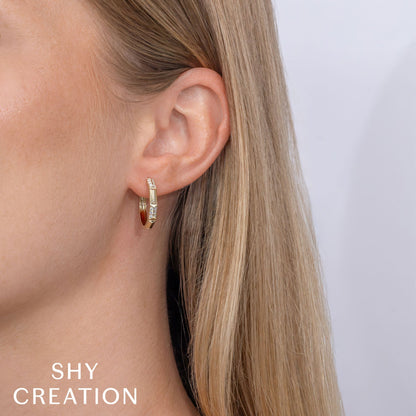 0.24CT 14K Y/G DIAMOND GEO CUT HOOP EARRING