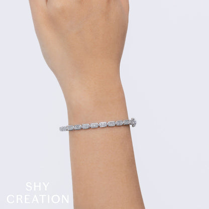 0.65CT 14K Y/G DIAMOND BAGUETTE BANGLE