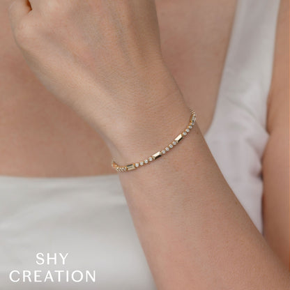 0.54CT 14K Y/G DIAMOND BEZEL GEO CUT BRACELET
