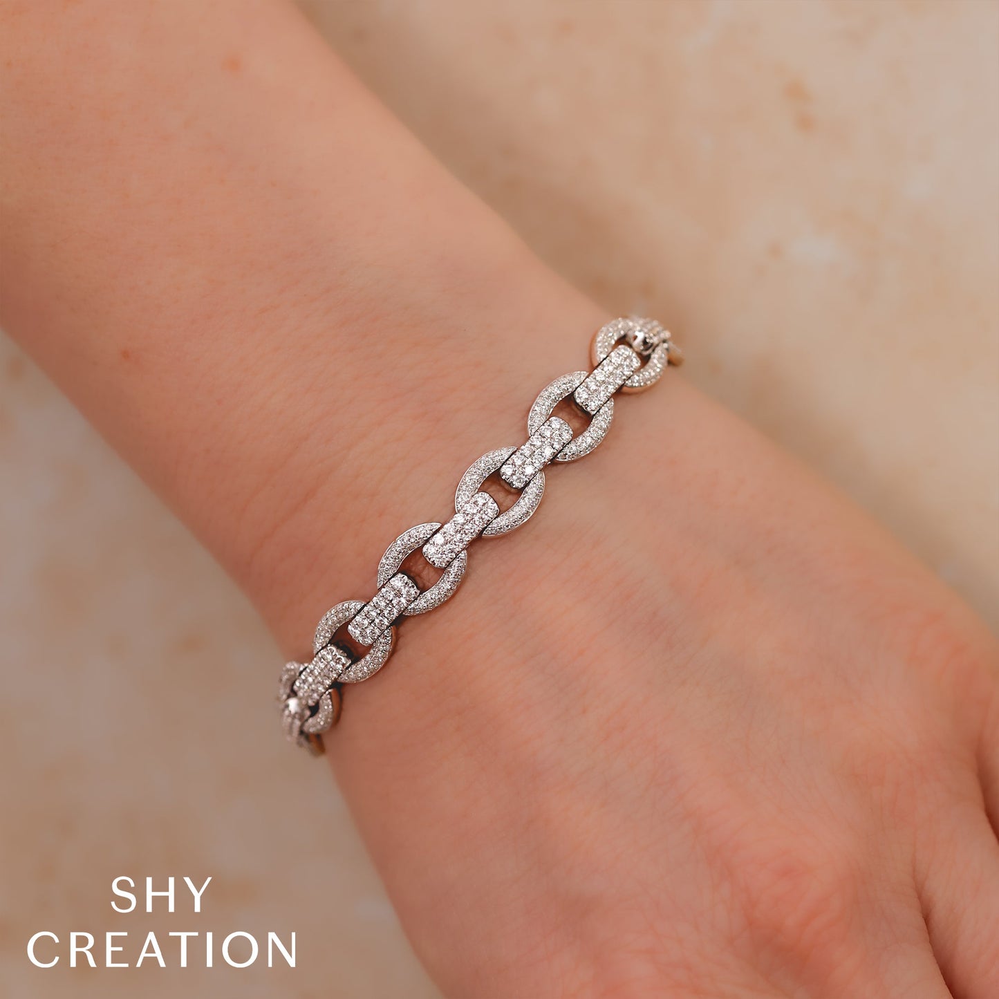 3.82CT 14K W/G DIAMOND LINK BRACELET