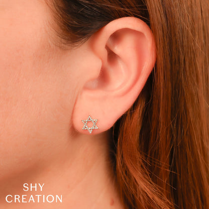 0.16CT 14K W/G DIAMOND STAR OF DAVID STUD EARRING