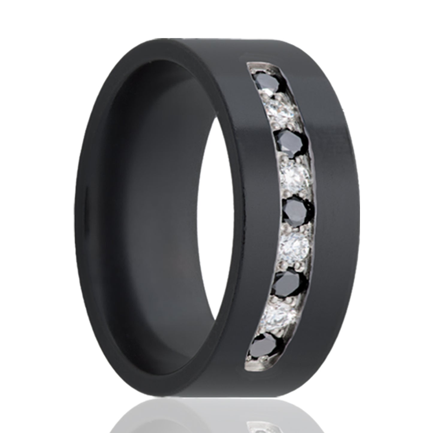 Zirconium Diamond Ring, Flat Comfort Fit, Polished