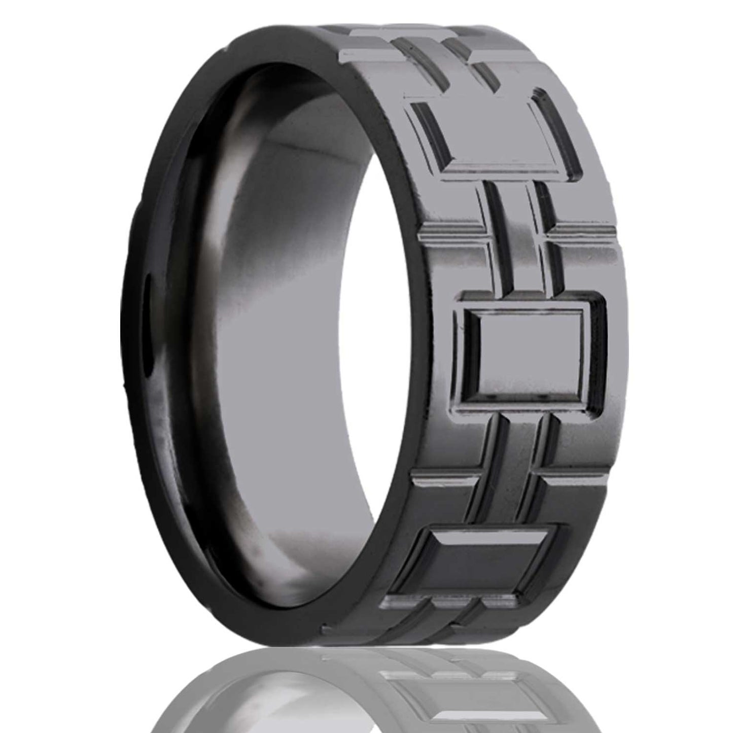 Zirconium Milled Pattern Polished Comfort Fit Ring