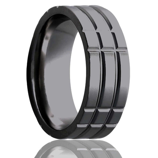 Zirconium Milled Pattern Polished Comfort Fit Ring