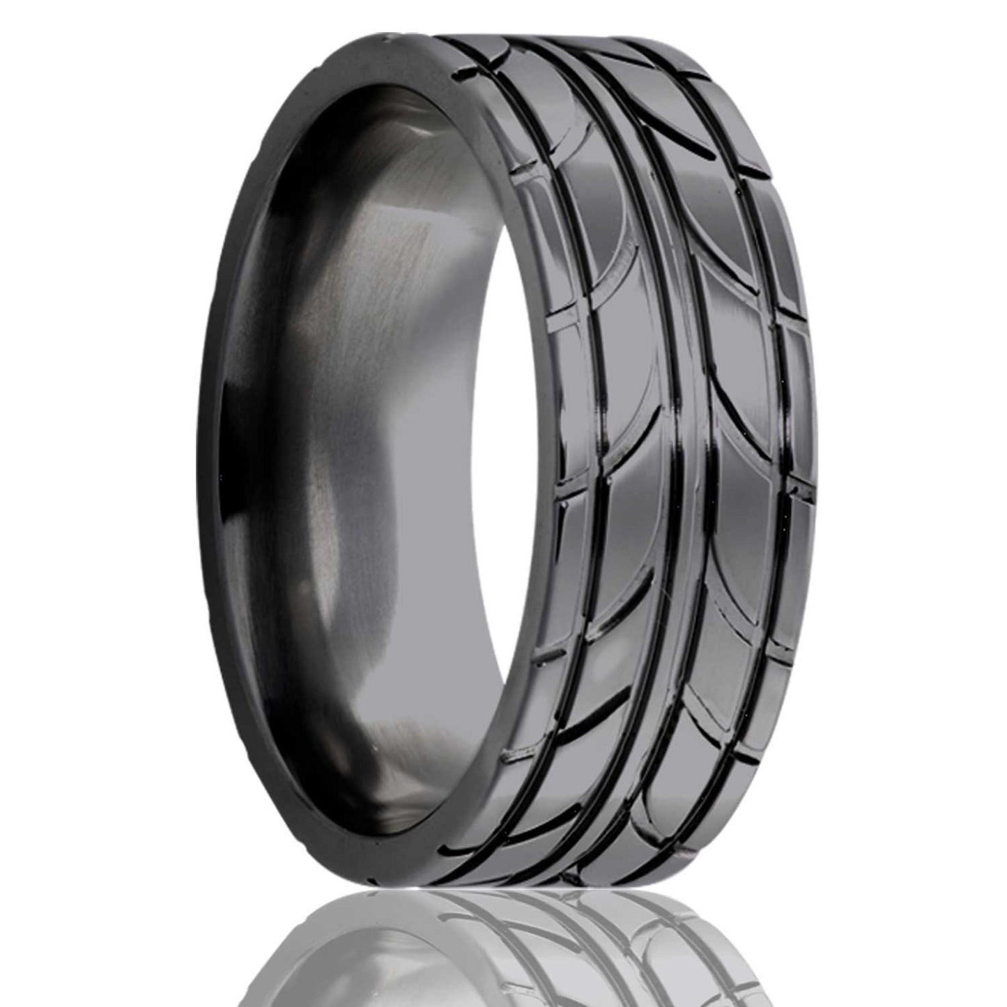 Zirconium Milled Pattern Polished Comfort Fit Ring