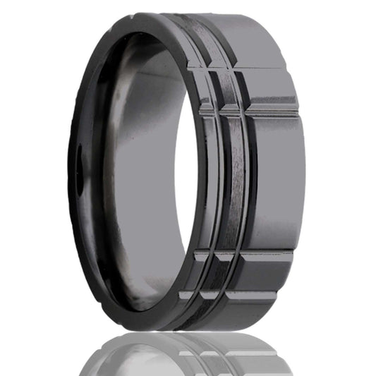 Zirconium Milled Pattern Polished Comfort Fit Ring