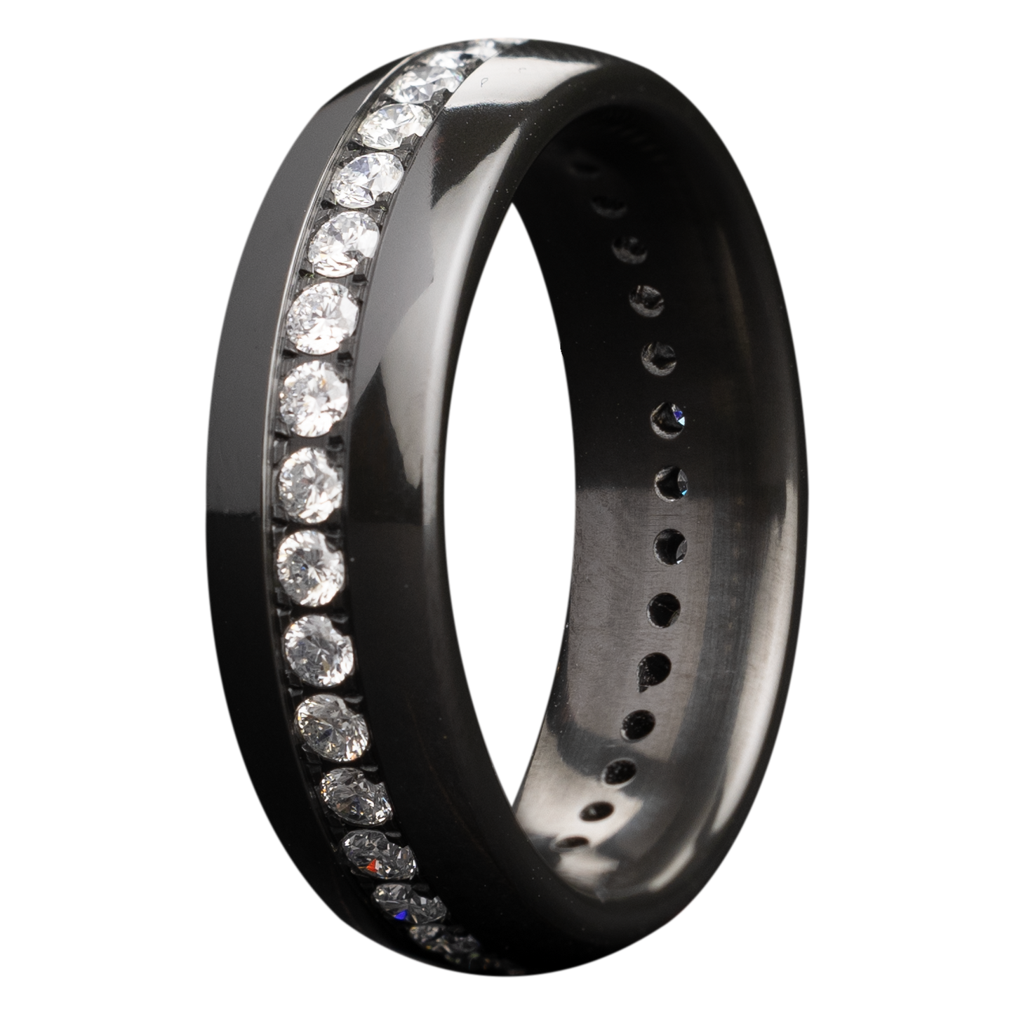 Zirconium Dome Ring Polished with Diamonds