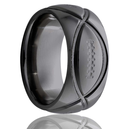 Zirconium Football Ring, Polished Finish, Comfort Fit