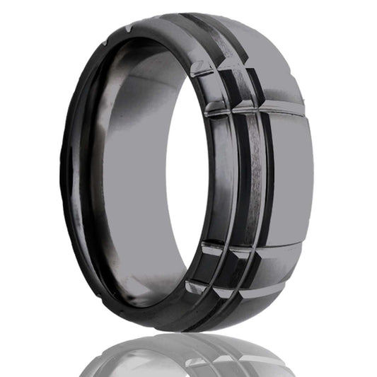 Zirconium Dome Ring with Polished Milled Finish